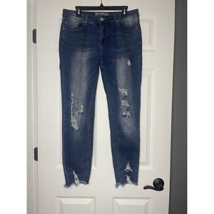 Resfeber skinny boyfriend Distressed Denim jeans size 12  blue Fray Hem